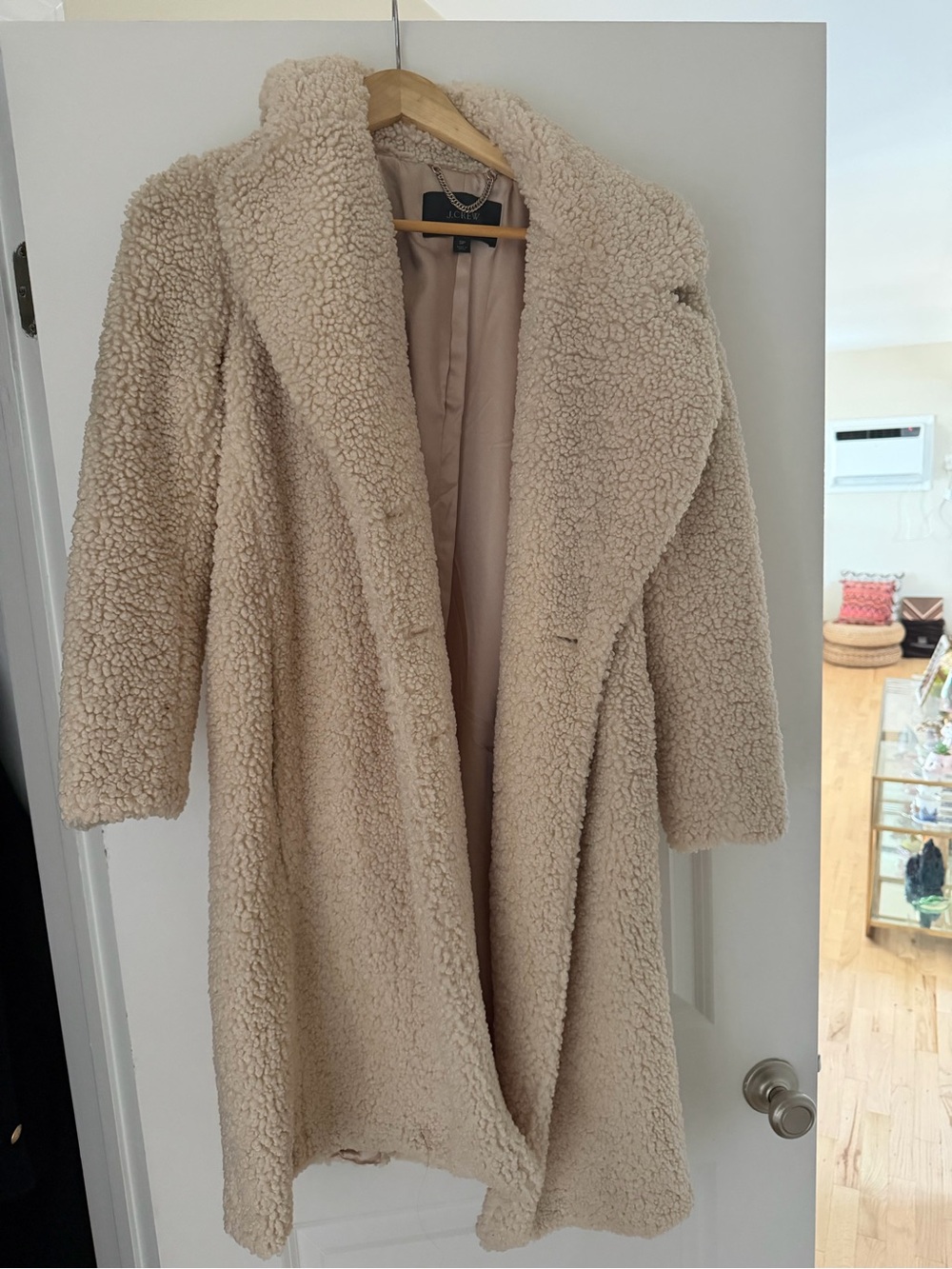 J. Crew Cream Teddy Faux-Shearling Coat